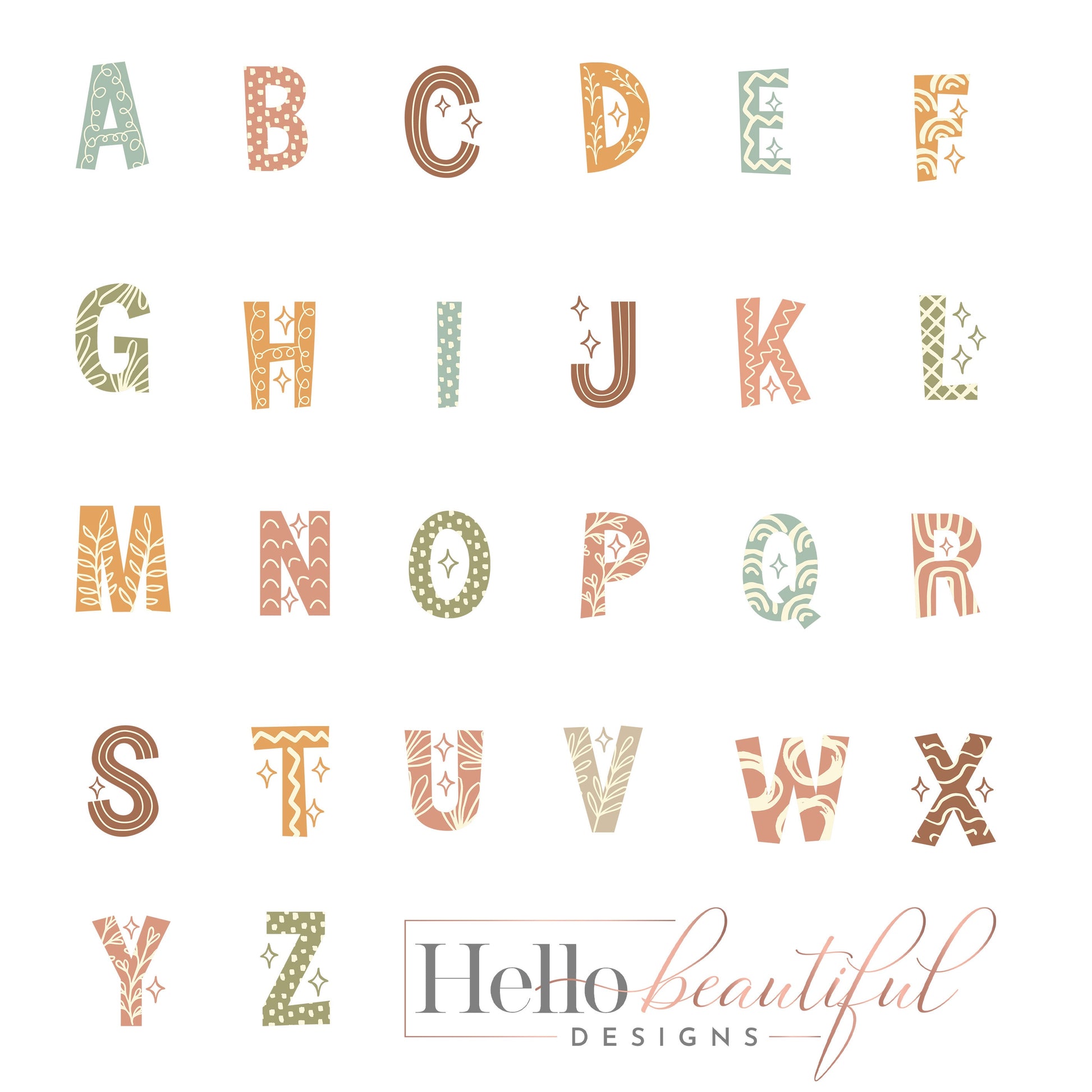 Alphabet Frame Prints Letters Cute Baby Nursery Decor Poster Boho Children's Picture Wall Art Work Boys Bedroom Girls Room Home Decor Ideas