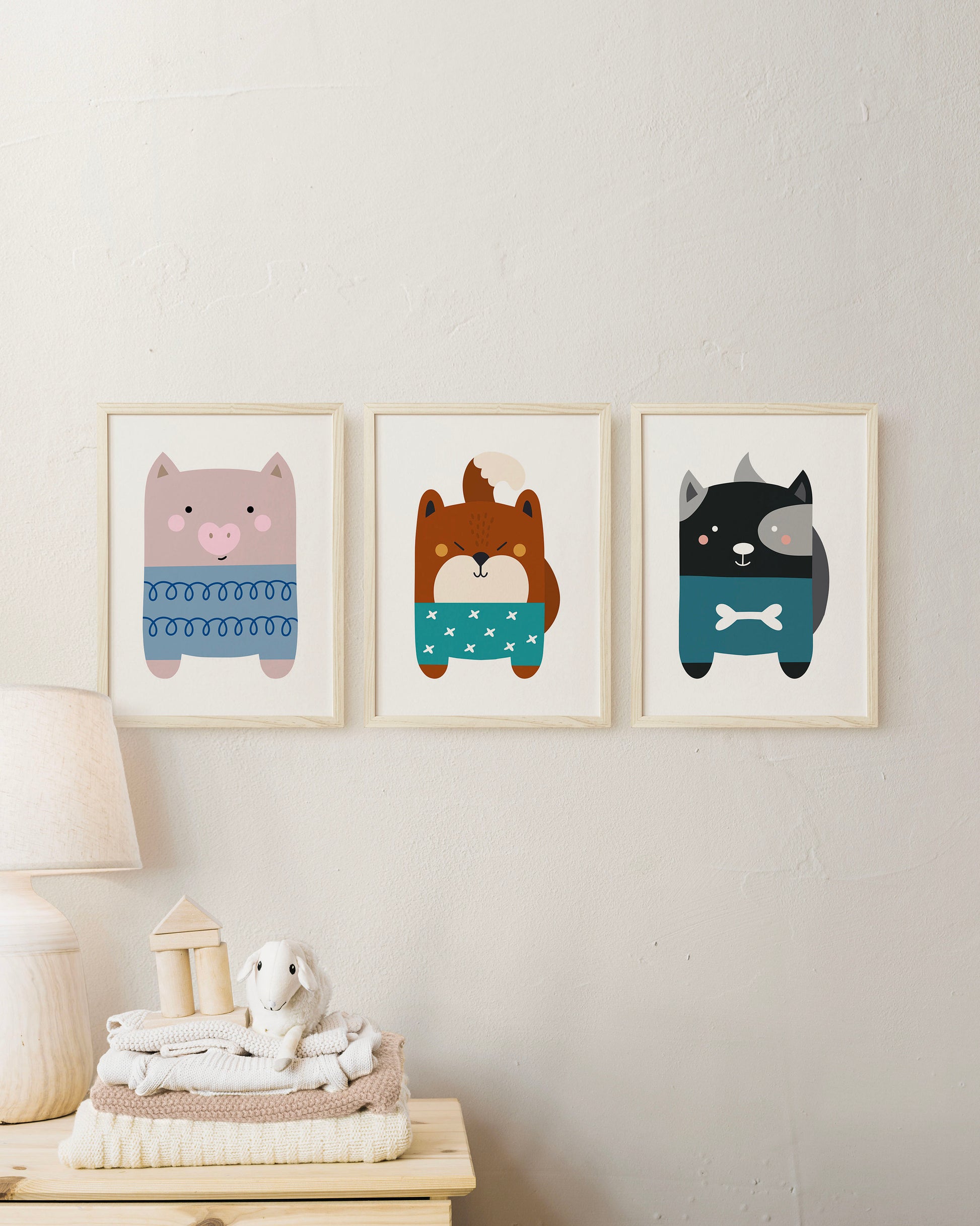 Animal Frame Prints Woodland Cute Baby Nursery Decor Poster Safari Children's Picture Wall Art Work Boys Bedroom Girls Room Home Decor Ideas