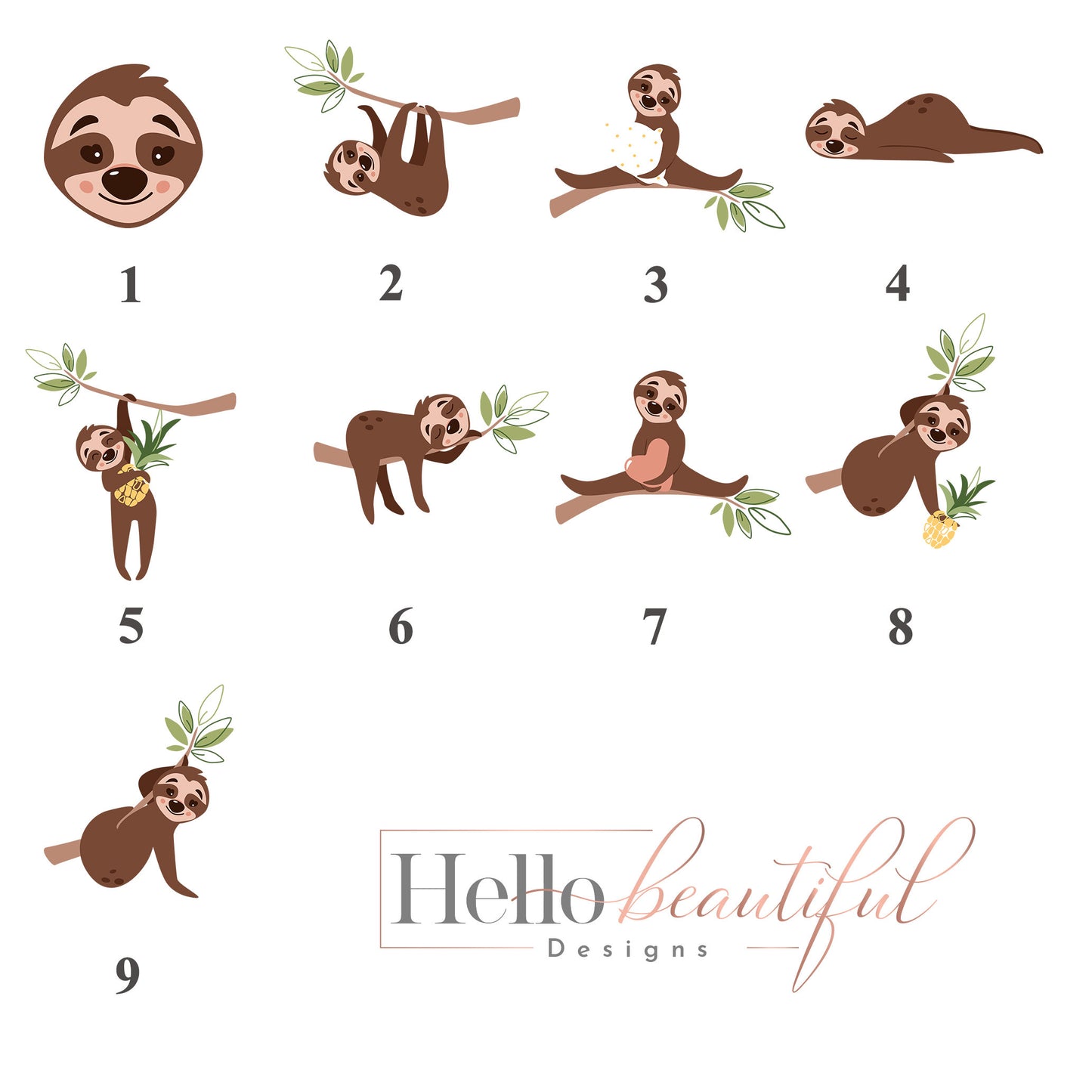 Animal Framed Prints Cute Baby Sloth Nursery Decor Poster Safari Children's Picture Wall Art Boys Bedroom Girls Room Home Decor Ideas