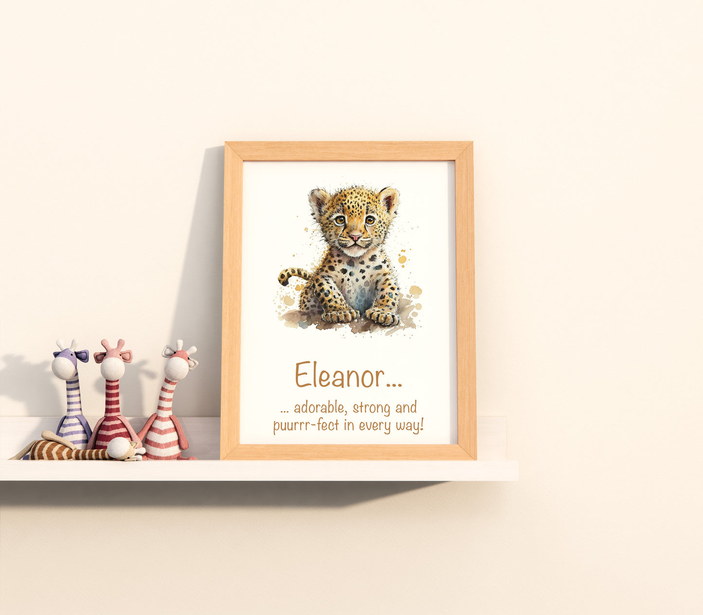 Personalised Named Print Cute Animal Nursery Art Inspirational Quote Kids Baby Safari Framed Poster Unframed Girls Bedroom Boys Decor Ideas