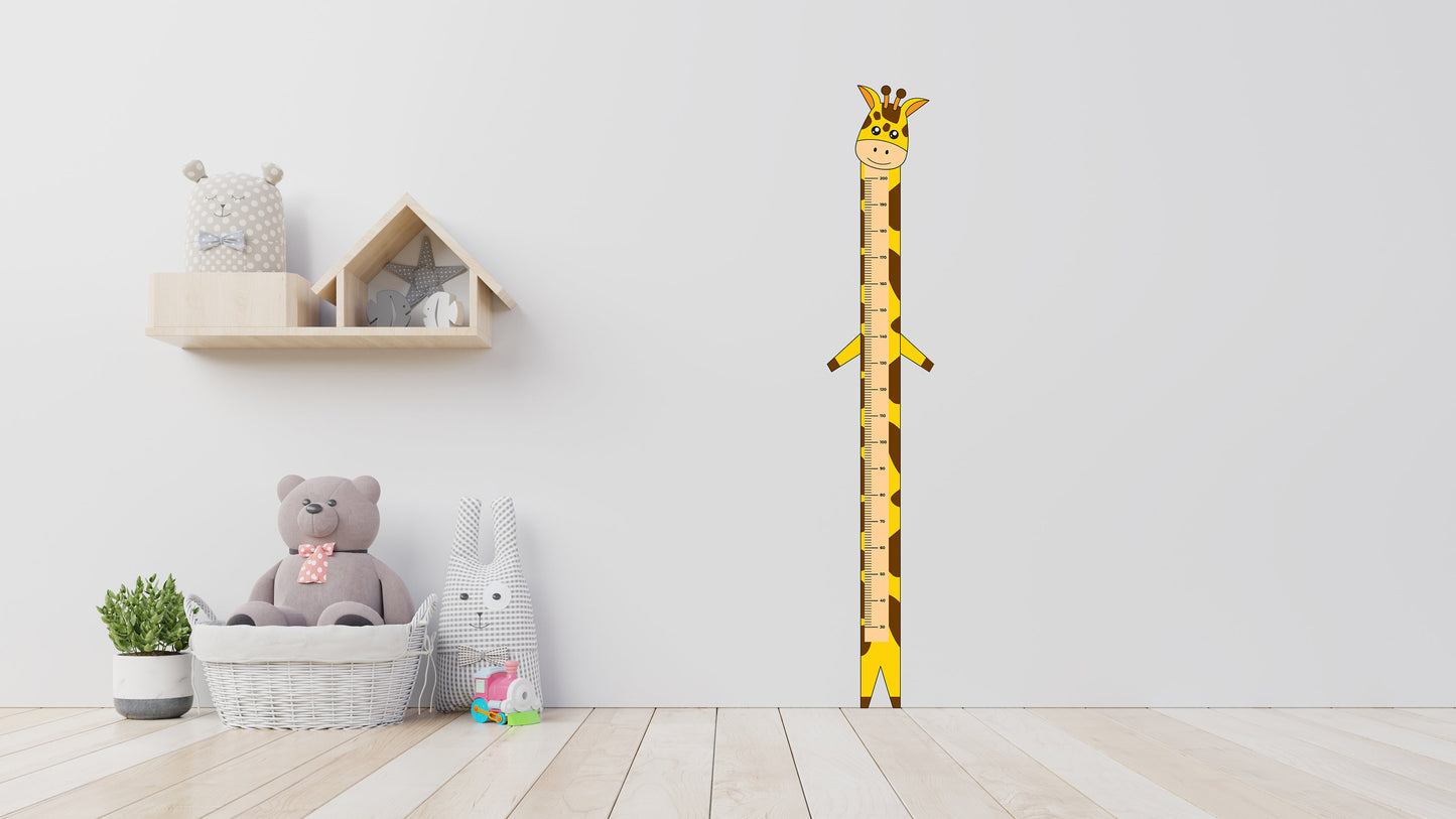 Track Your Little One's Growth with Our Cute Boho Giraffe Height Chart Wall Sticker - Perfect for Kids' Bedrooms!