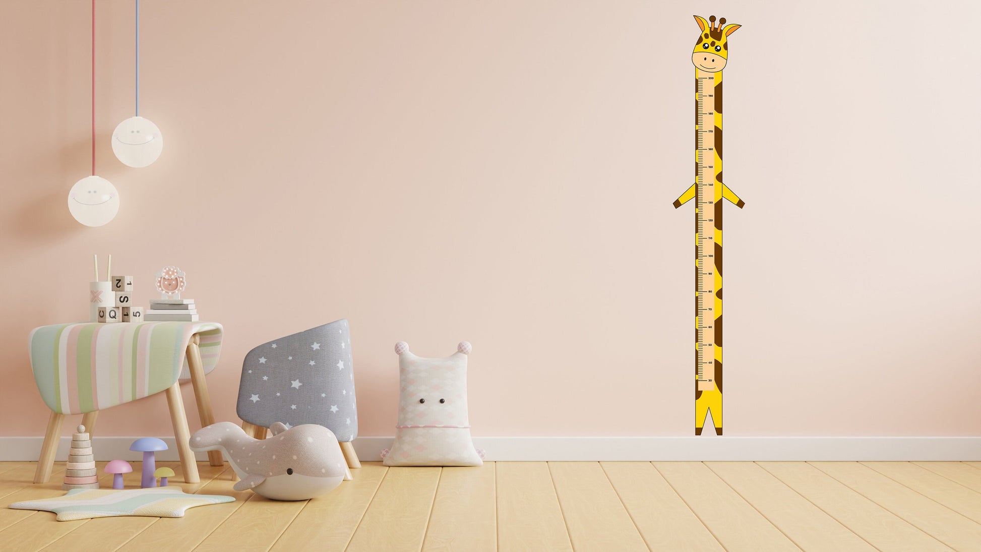 Track Your Little One's Growth with Our Cute Boho Giraffe Height Chart Wall Sticker - Perfect for Kids' Bedrooms!