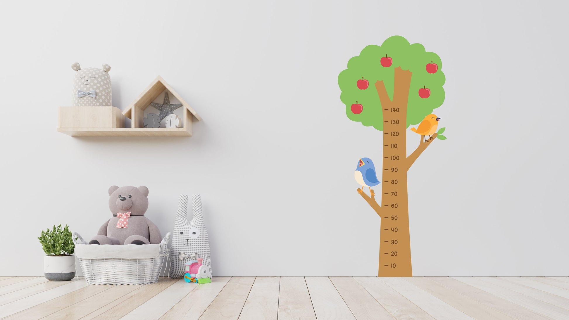 Get Your Hands on Our Handmade Apple Tree Growth Chart Wall Sticker - Perfect for Tracking Your Child's Growth Up to 140cm!