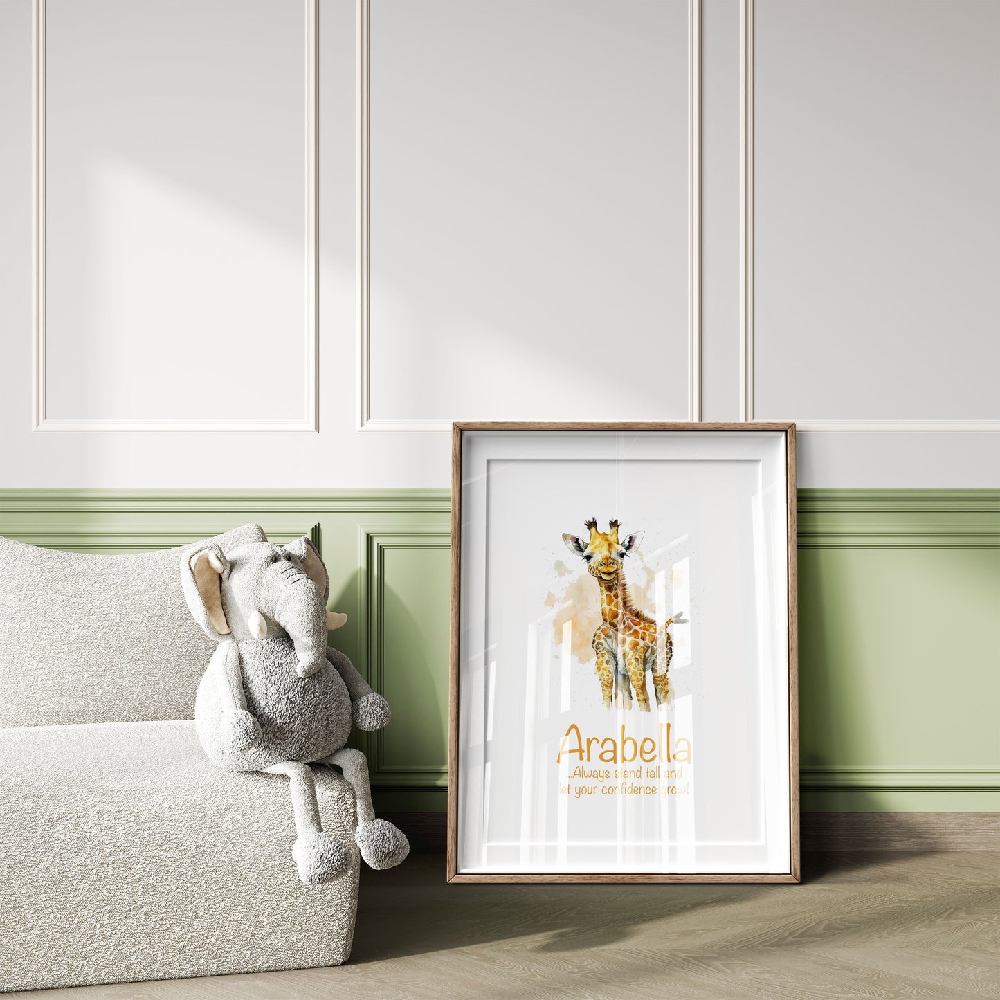 Personalised Named Print Cute Animal Nursery Art Inspirational Quote Kids Baby Giraffe Framed Poster Unframed Girls Bedroom Boys Decor Idea