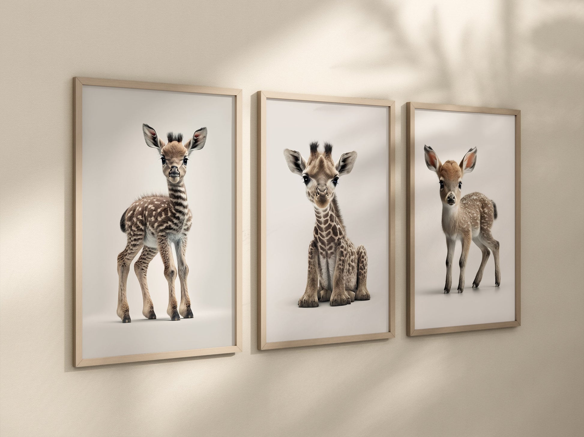 Animal Frame Prints White Cute Baby Nursery Decor Poster Safari Children's Picture Wall Art Work Boys Bedroom Girls Room Home Decor Ideas