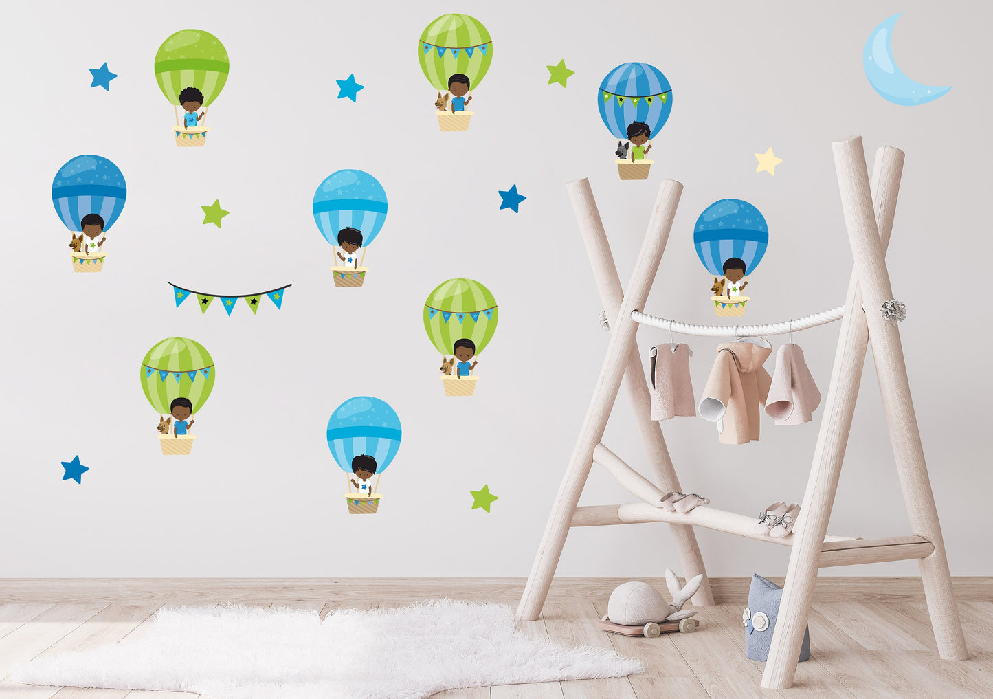 Hot Air Balloon Wall Stickers, Kids Decor, Nursery Wall Sticker Ideas, Cute Boys Stickers, Boys Bedroom Wallpaper, Removable Stickers Idea