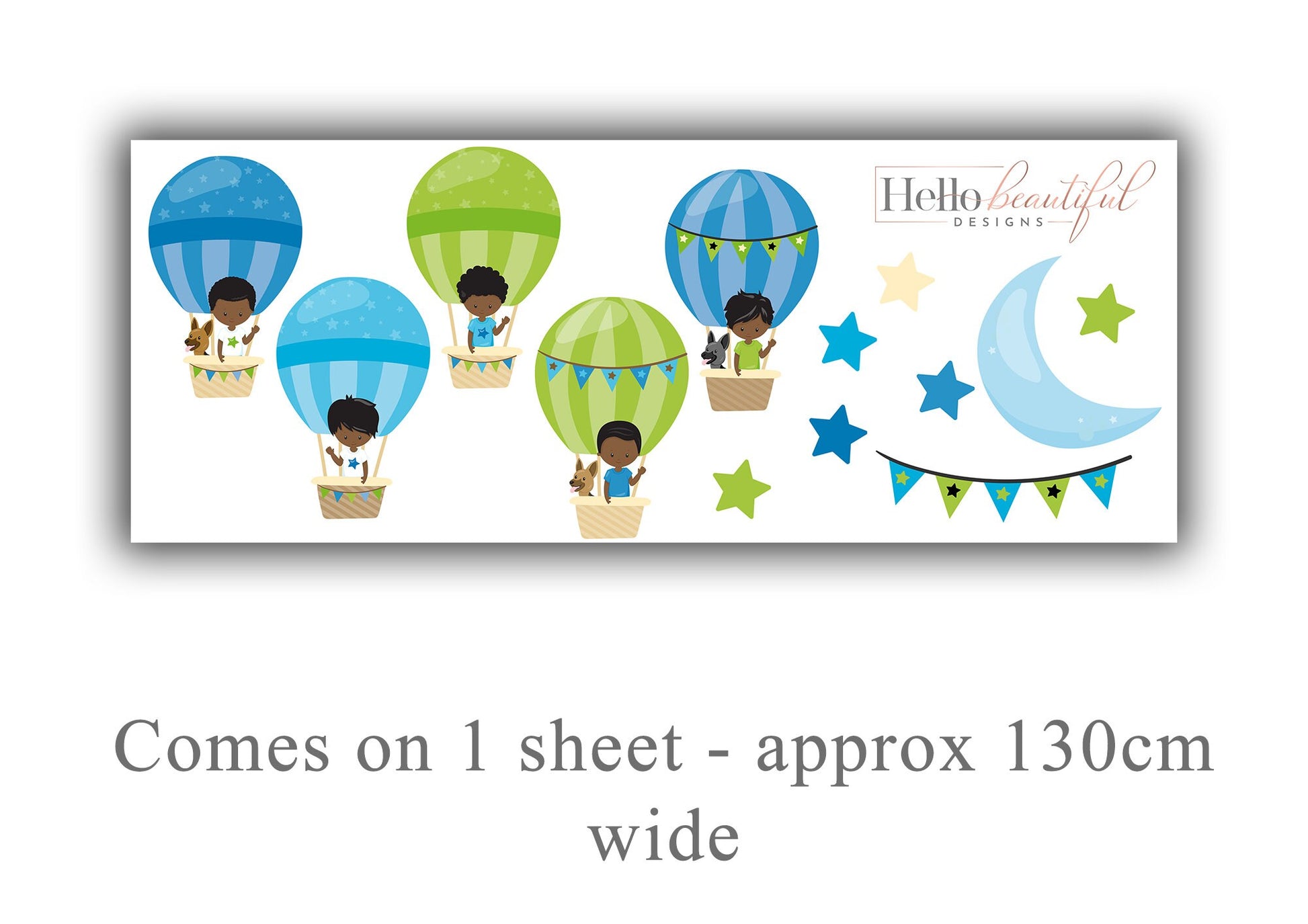 Hot Air Balloon Wall Stickers, Kids Decor, Nursery Wall Sticker Ideas, Cute Boys Stickers, Boys Bedroom Wallpaper, Removable Stickers Idea