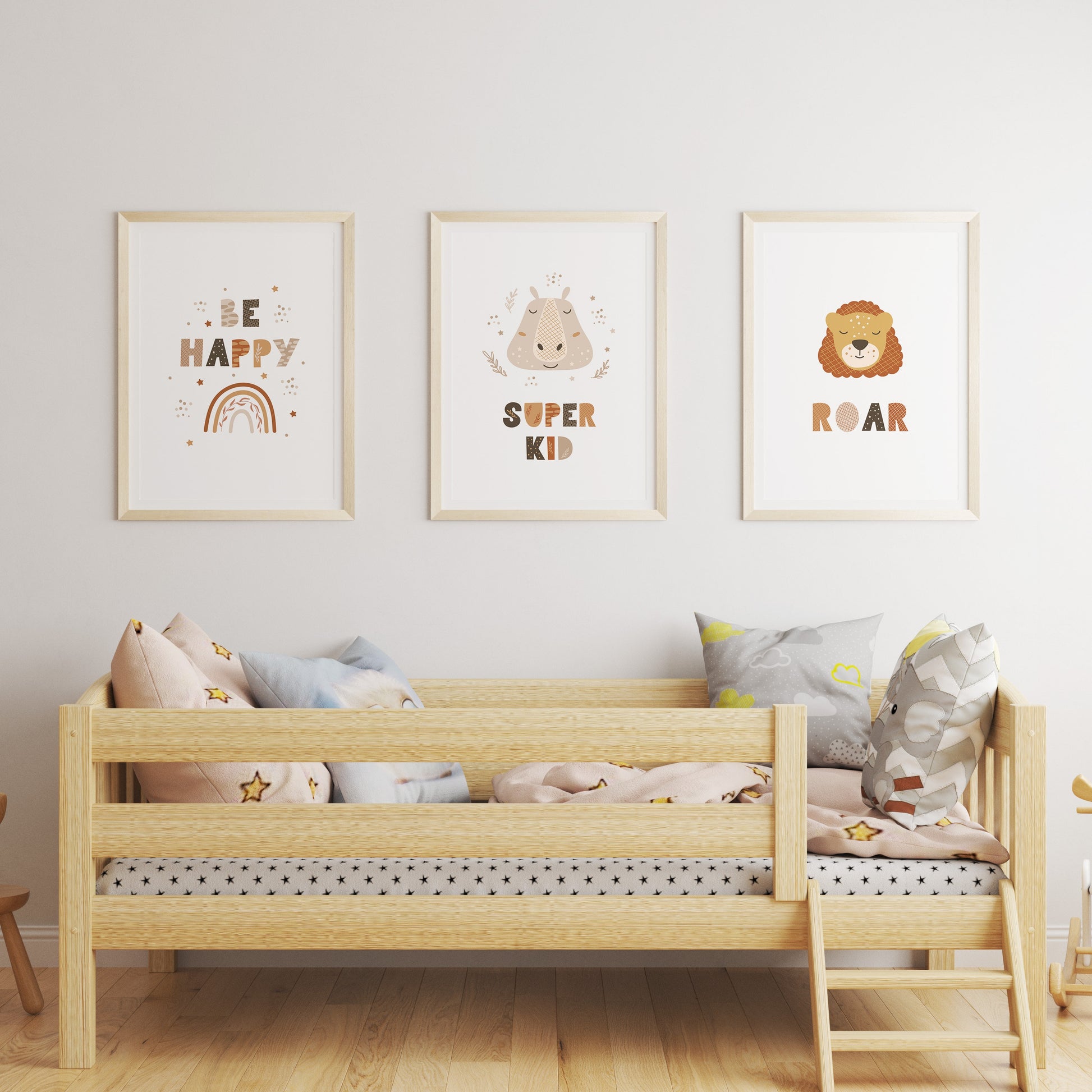 Animal Frame Prints Rainbow Cute Baby Nursery Decor Poster Safari Children's Picture Wall Art Work Boys Bedroom Girls Room Home Decor Ideas