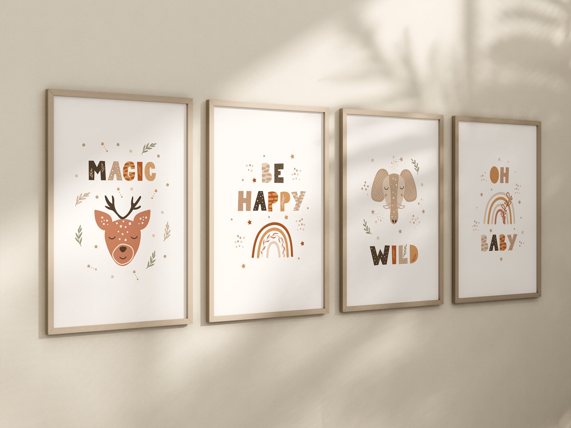 Animal Frame Prints Rainbow Cute Baby Nursery Decor Poster Safari Children's Picture Wall Art Work Boys Bedroom Girls Room Home Decor Ideas