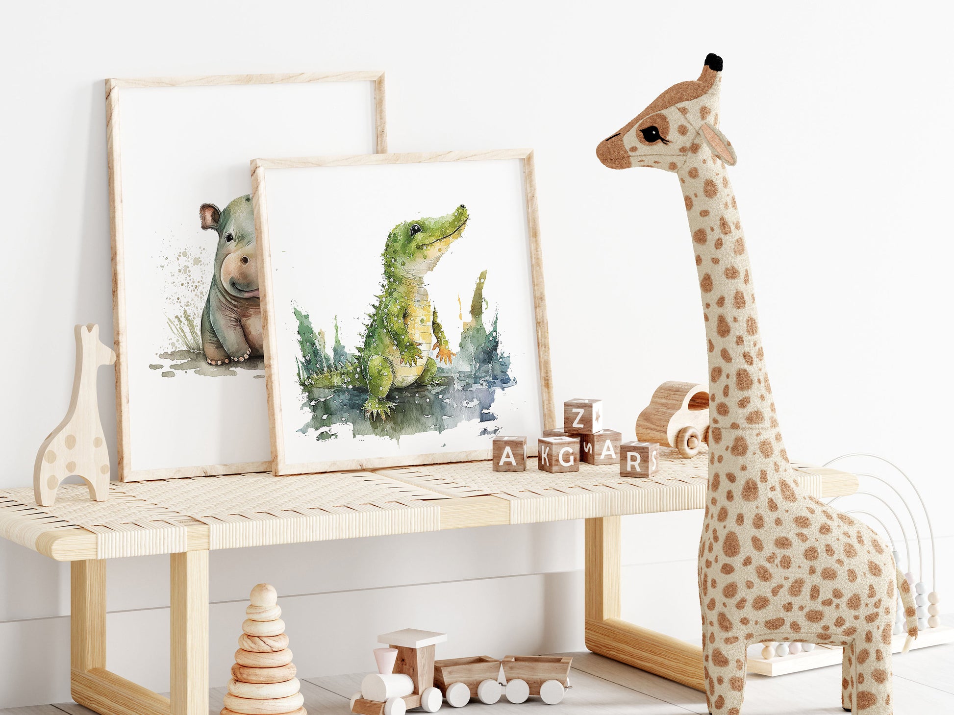 Baby Safari Animal Prints Boho Nursery Pictures Jungle Prints Unisex Nursery Gender Neutral Nursery Decor Elephant Giraffe Leopard Hippo