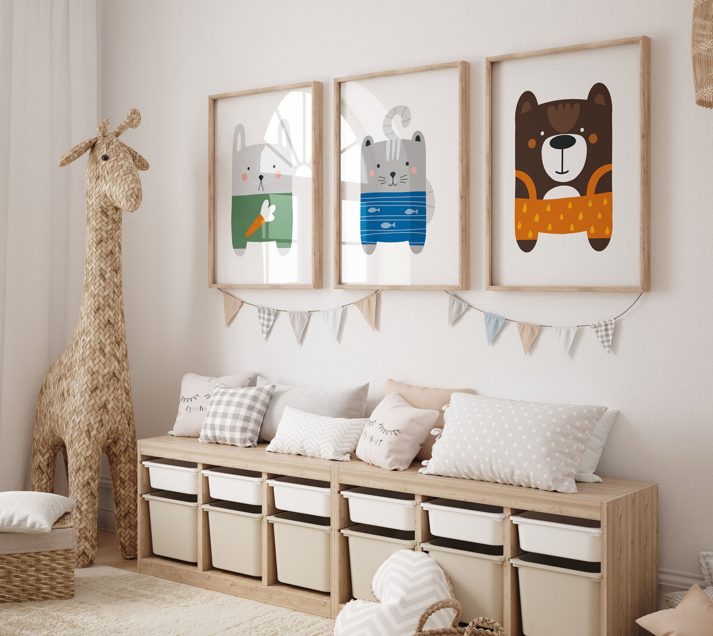 Animal Frame Prints Woodland Cute Baby Nursery Decor Poster Safari Children's Picture Wall Art Work Boys Bedroom Girls Room Home Decor Ideas