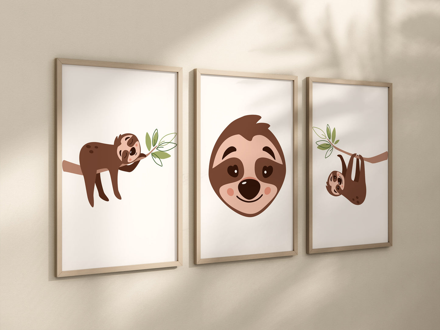 Animal Framed Prints Cute Baby Sloth Nursery Decor Poster Safari Children's Picture Wall Art Boys Bedroom Girls Room Home Decor Ideas