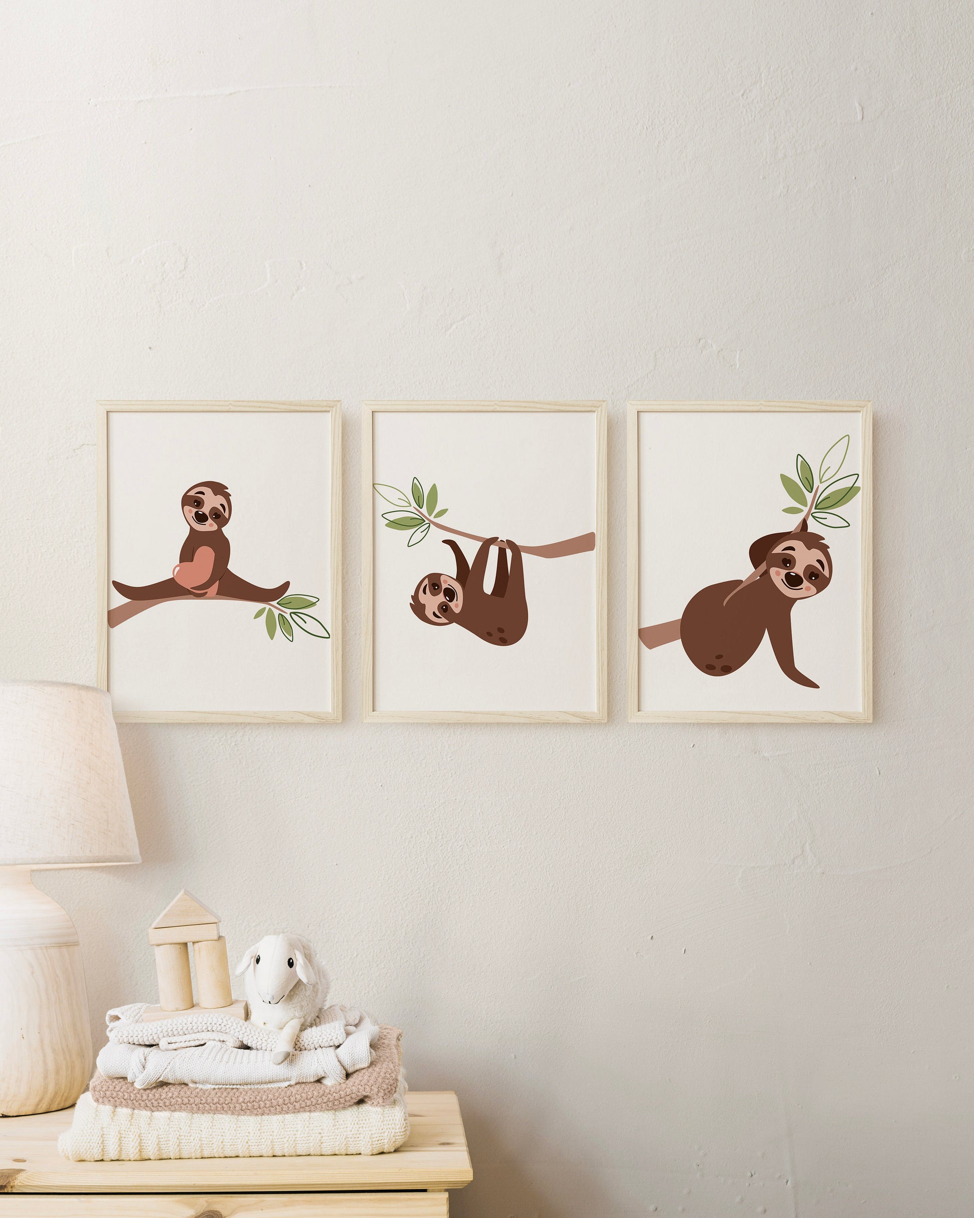 Animal Framed Prints Cute Baby Sloth Nursery Decor Poster Safari Children's Picture Wall Art Boys Bedroom Girls Room Home Decor Ideas