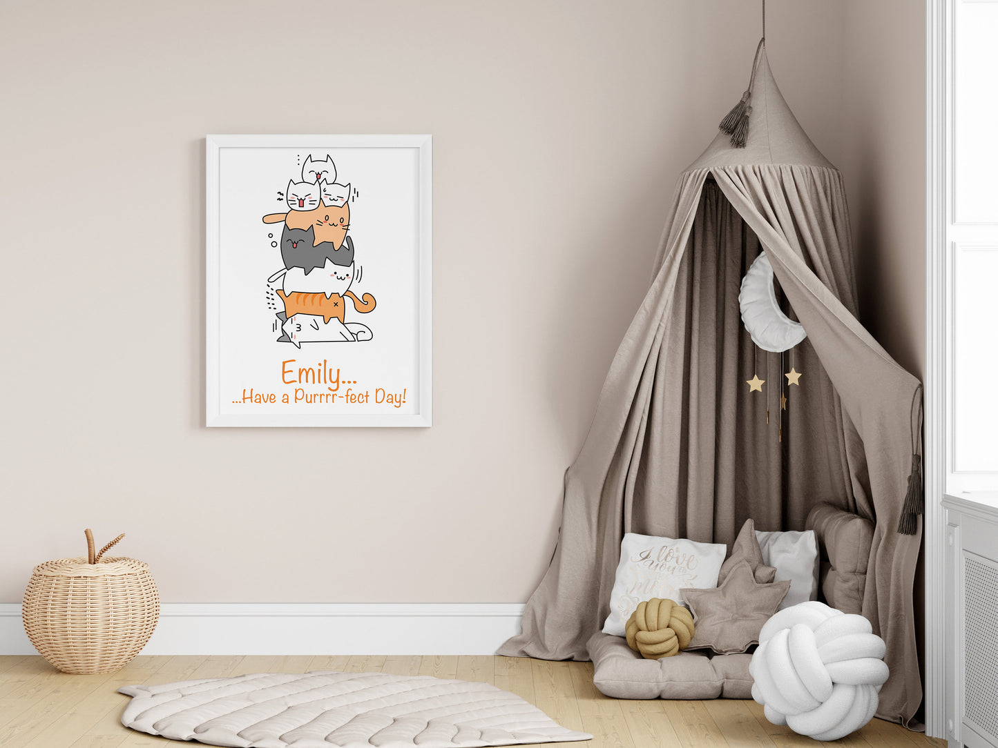 Personalised Name Print Cute Animal Nursery Art Inspirational Quote For Kids Cute Cats Framed Poster Unframed Girls Bedroom Boys Decor Ideas