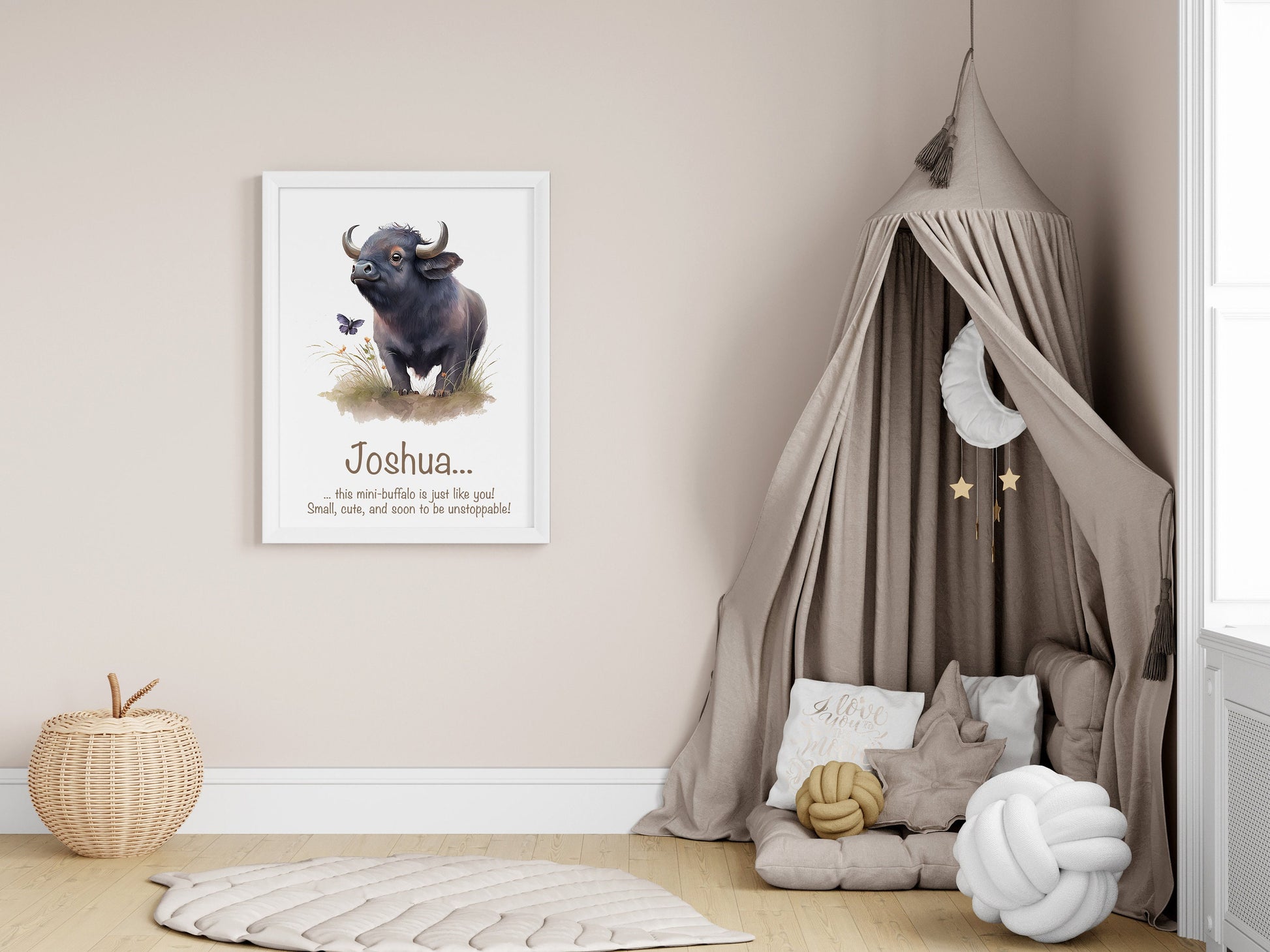 Personalised Named Print Cute Animal Nursery Art Inspirational Quote Kids Baby Safari Framed Poster Unframed Girls Bedroom Boys Decor Ideas