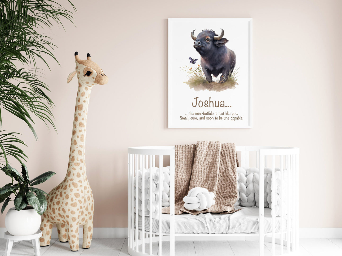 Personalised Named Print Cute Animal Nursery Art Inspirational Quote Kids Baby Safari Framed Poster Unframed Girls Bedroom Boys Decor Ideas