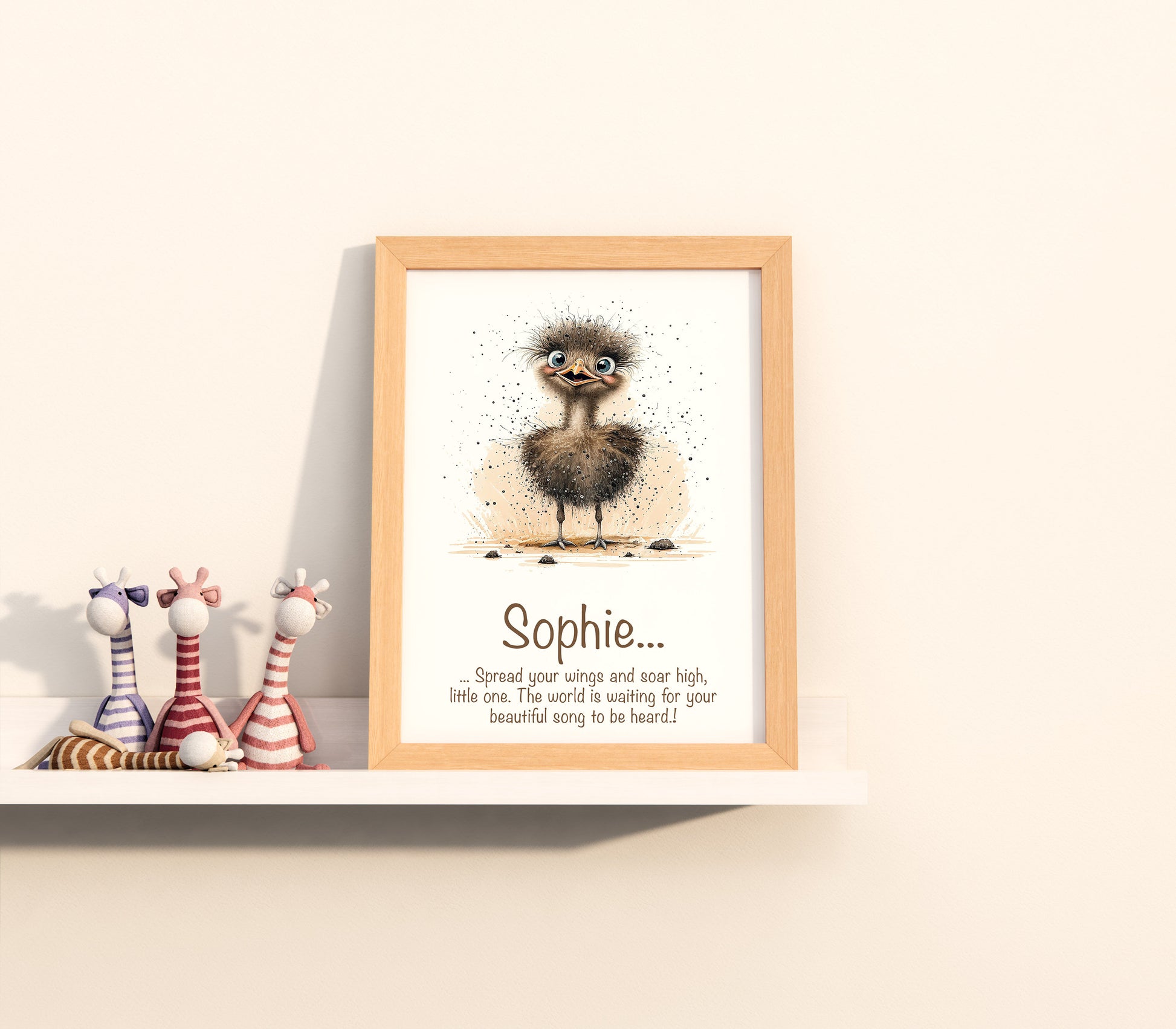 Personalised Named Print Cute Animal Nursery Art Inspirational Quote Kids Baby Safari Framed Poster Unframed Girls Bedroom Boys Decor Ideas