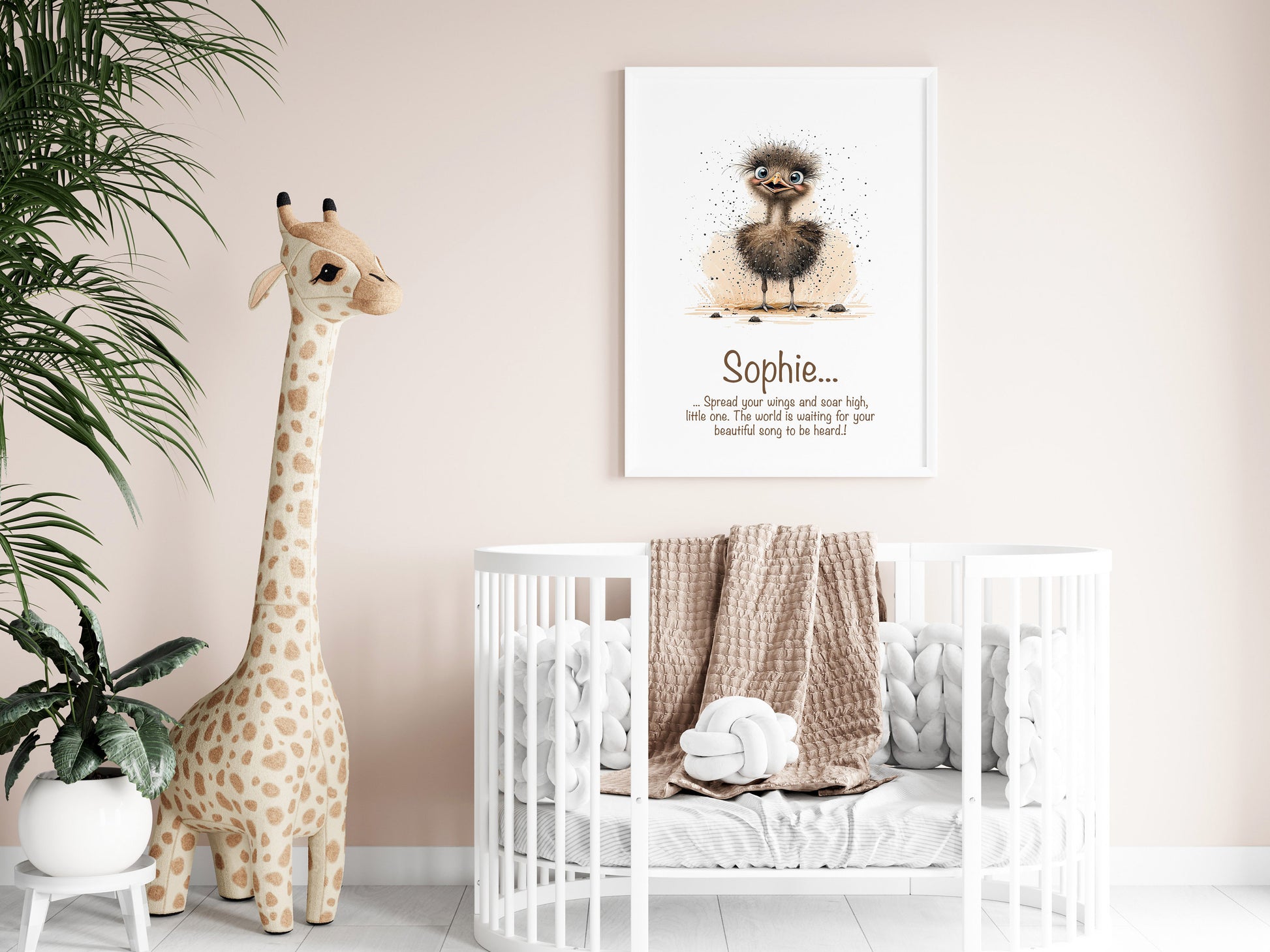 Personalised Named Print Cute Animal Nursery Art Inspirational Quote Kids Baby Safari Framed Poster Unframed Girls Bedroom Boys Decor Ideas