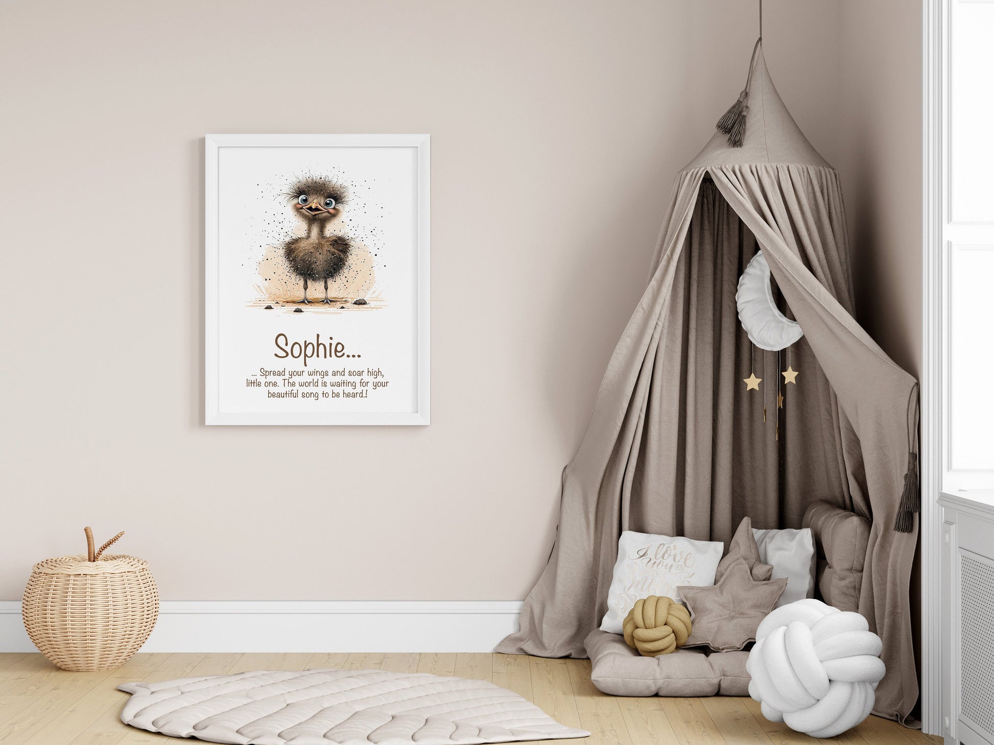 Personalised Named Print Cute Animal Nursery Art Inspirational Quote Kids Baby Safari Framed Poster Unframed Girls Bedroom Boys Decor Ideas