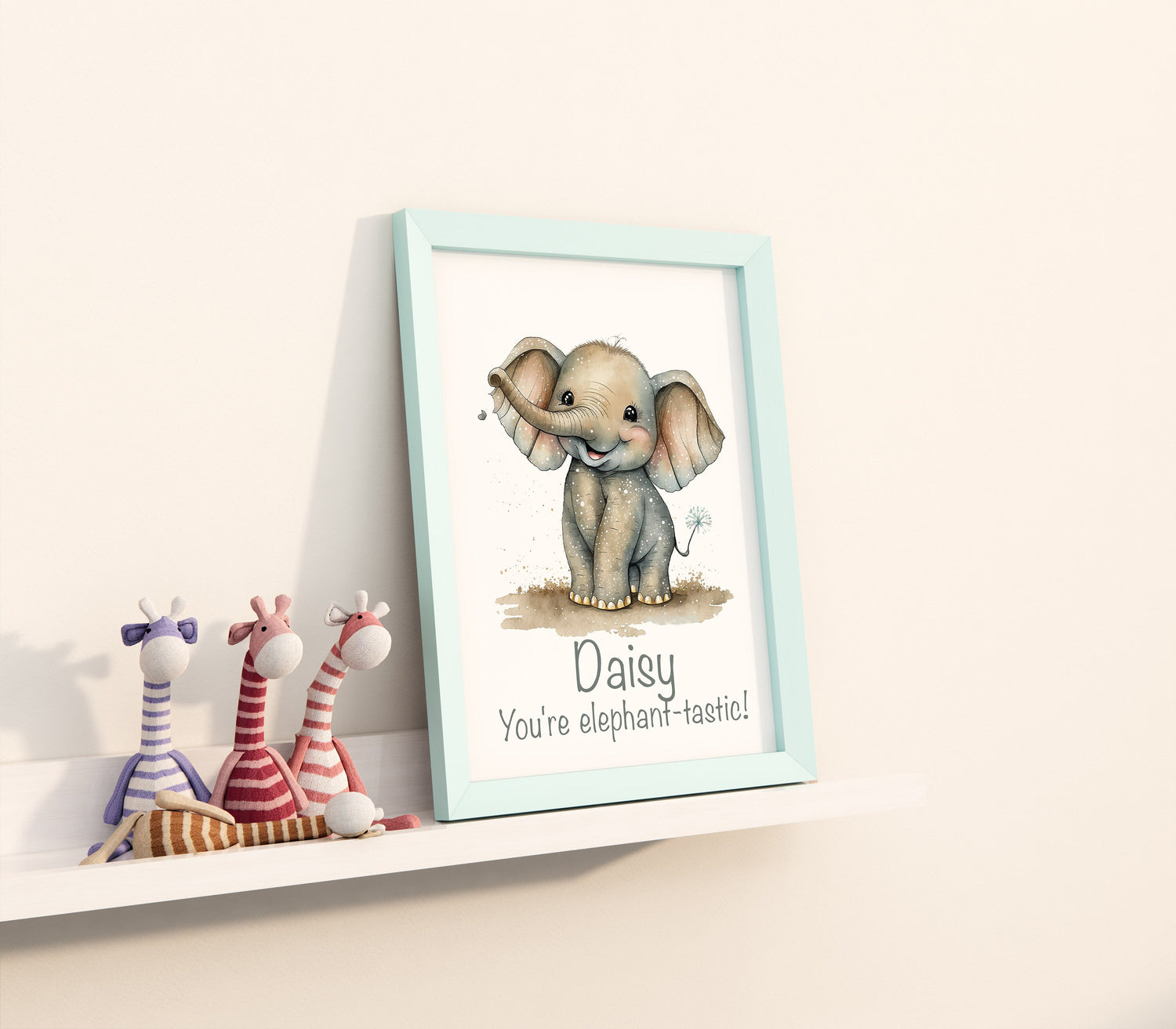 Safari Baby Elephant Print Personalised Nursery Print Cute Nursery Decor Baby Shower Gift Cute Animal Print Nursery Wall Art Baby Room print