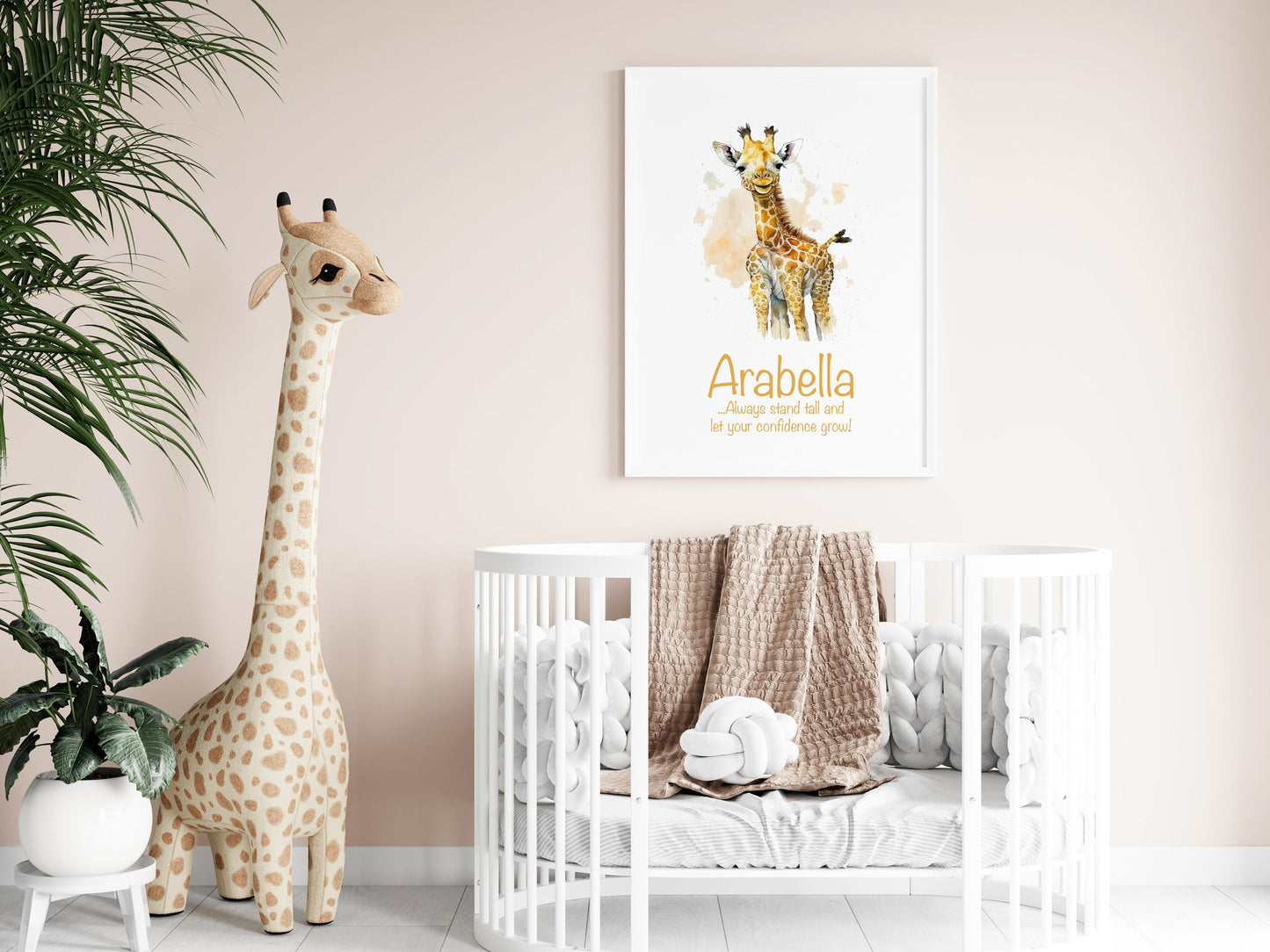 Personalised Named Print Cute Animal Nursery Art Inspirational Quote Kids Baby Giraffe Framed Poster Unframed Girls Bedroom Boys Decor Idea