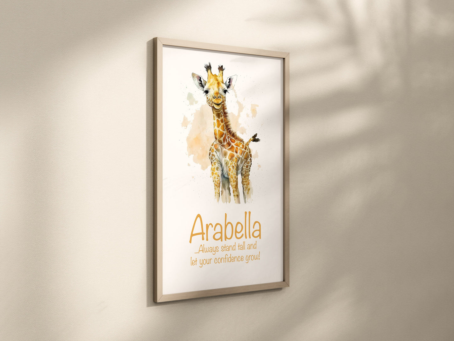 Personalised Named Print Cute Animal Nursery Art Inspirational Quote Kids Baby Giraffe Framed Poster Unframed Girls Bedroom Boys Decor Idea