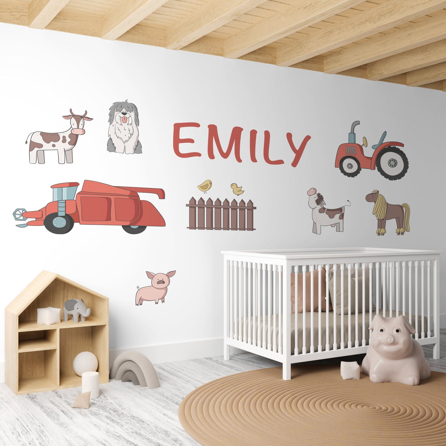 Farm Animals Nursery Wall Stickers Custom Name