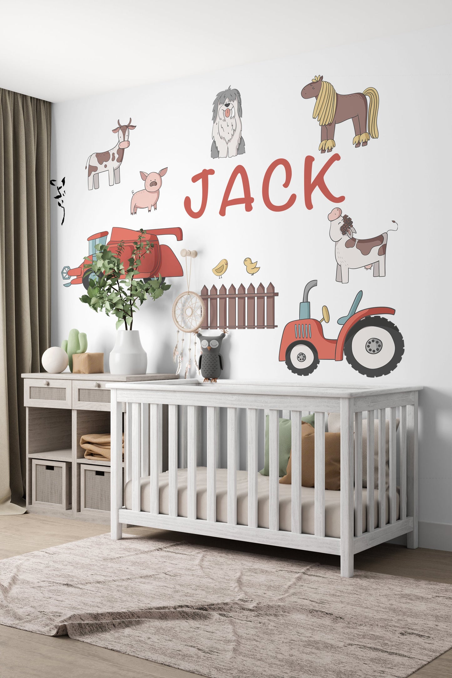 Custom Name Farm Animal Nursery Wall Decor