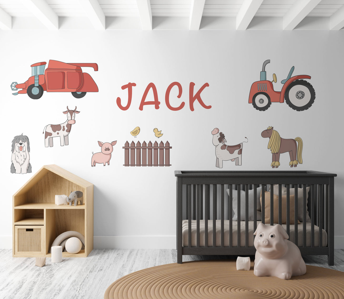 Personalised Farm Animals Nursery Wall Stickers