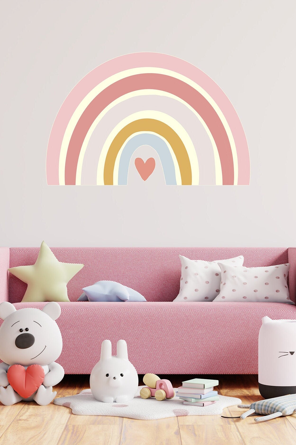 Large Rainbow Wall Sticker Rainbow Nursery Wall Sticker Pastel Pink Rainbow Decal Boho Nursery Wall Sticker Boho Nursery Decor Rainbow