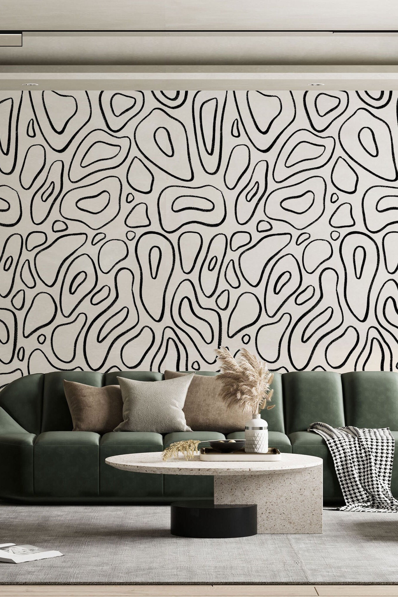 Abstract Blobs Wall Paper, Peel and Stick Leaf Wall Paper Sticker