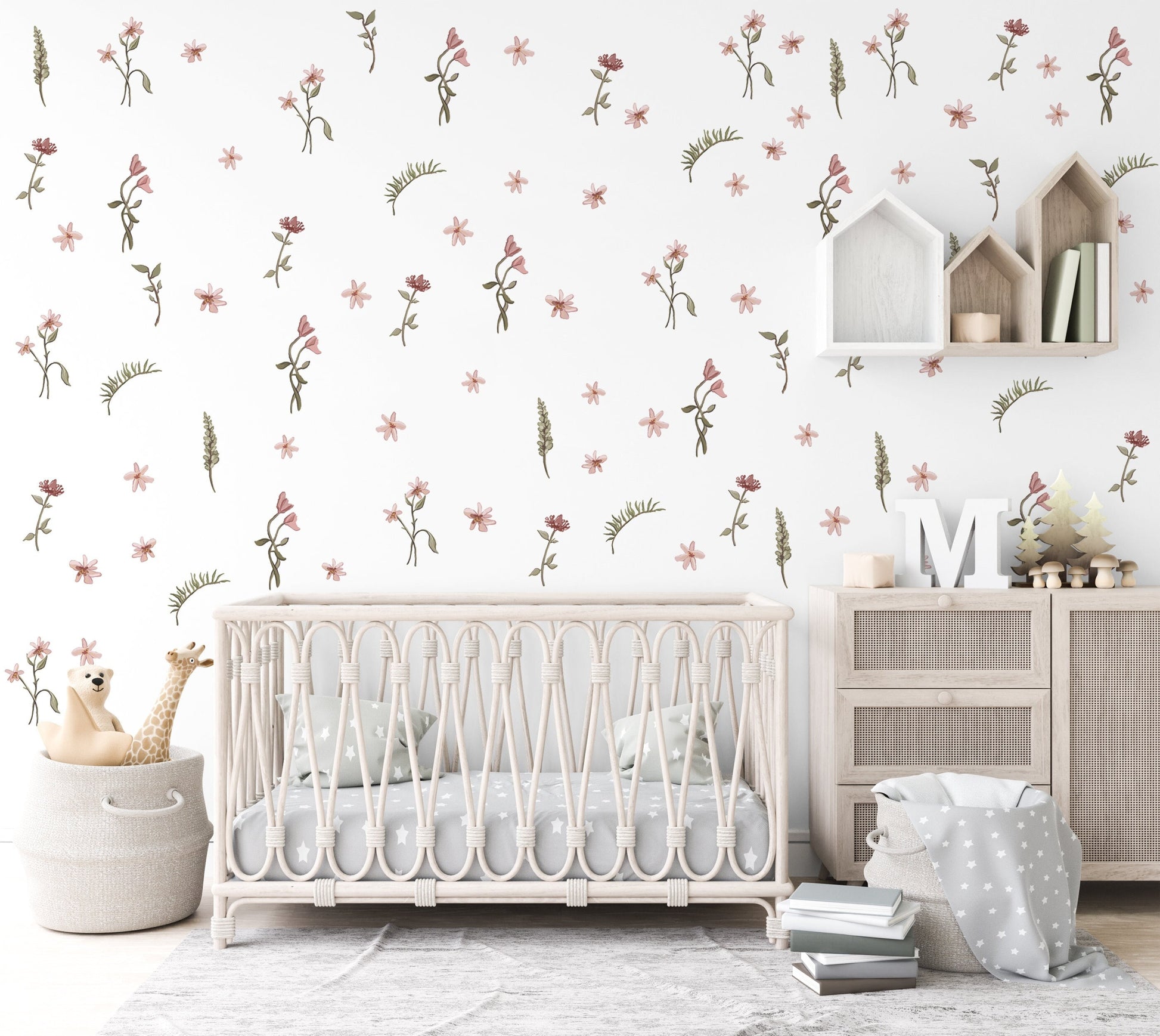 Large Meadow Flower Wall Sticker Wildflower Nursery Decor