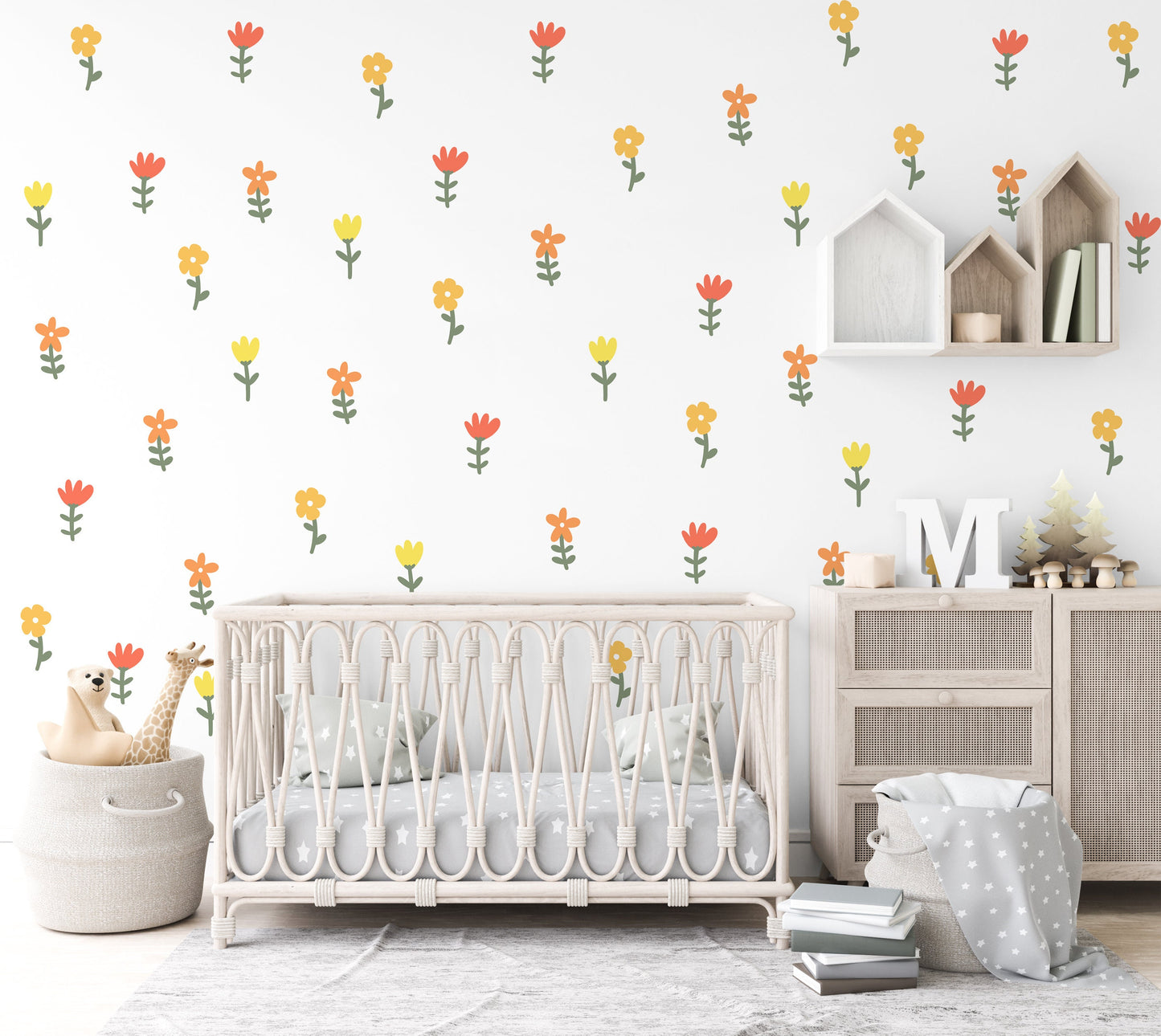 Floral Nursery Wall Decal Girl Nursery Wall Decal Sticker Removable Reusable