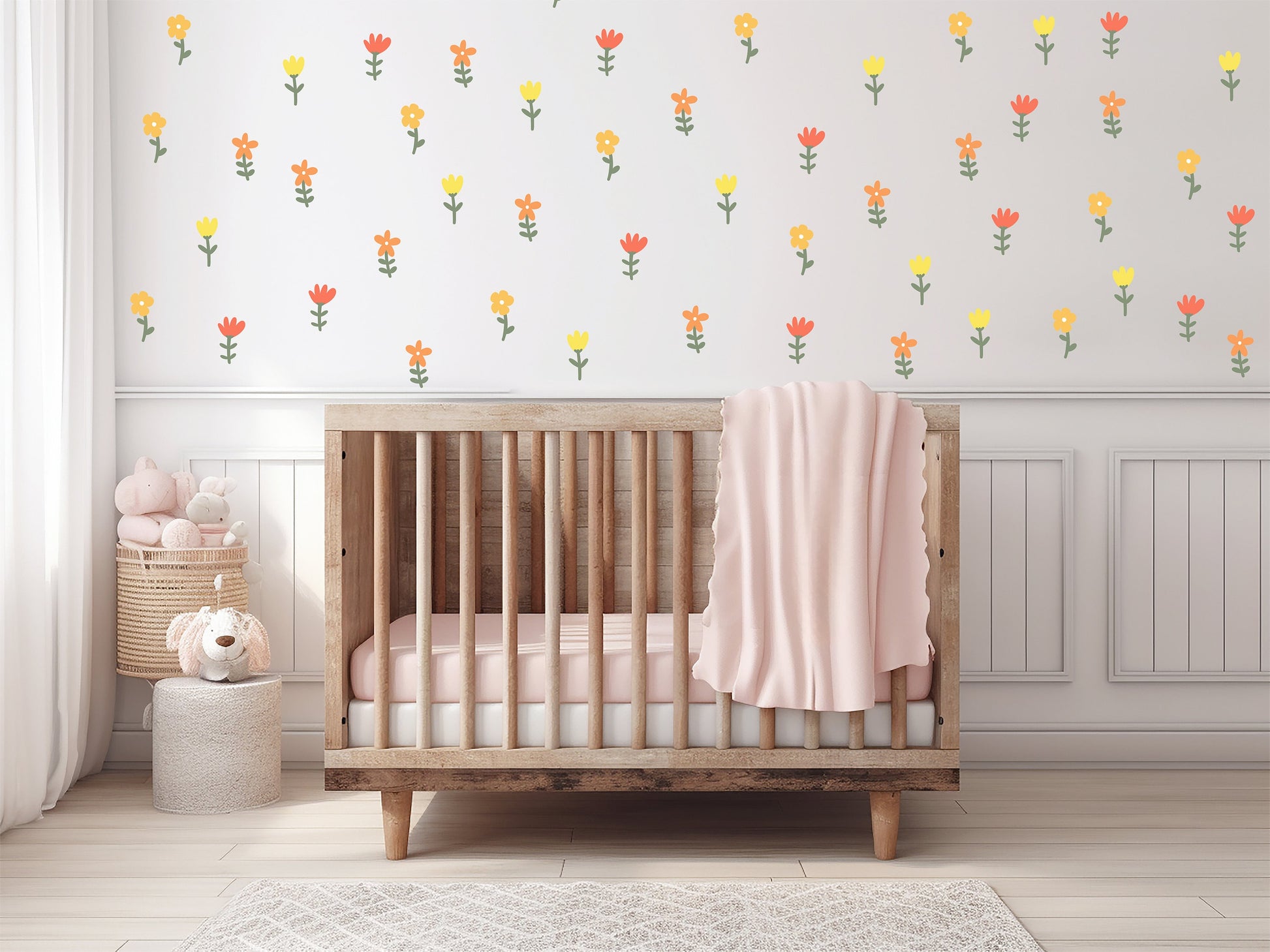 Nursery Flower Wall Sticker Nursery Wall Sticker Flower Wall Decal Children's Wall Decor Kids Room Wall Art Girls Bedroom Floral Decals