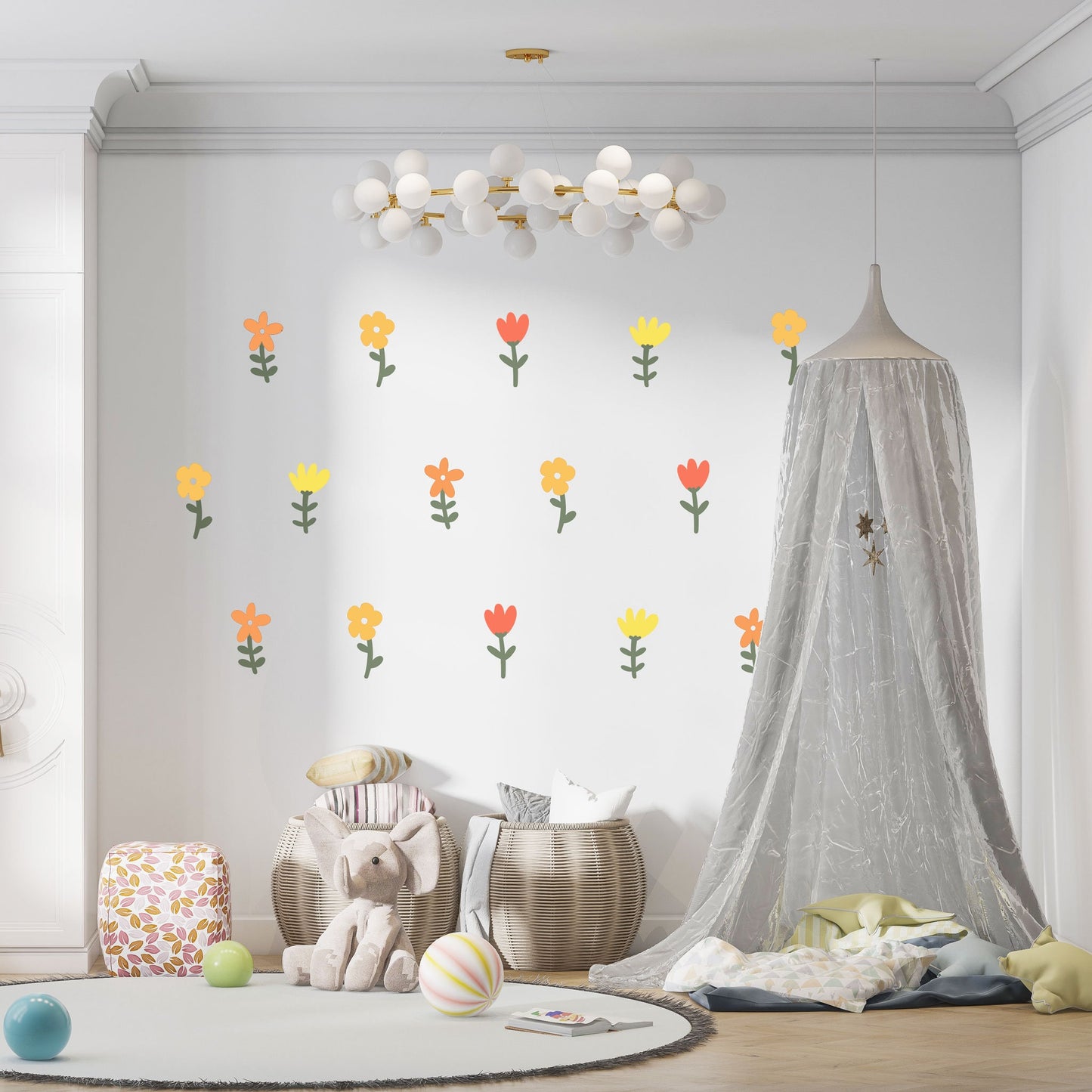 Boho Flower Wall Sticker Girl Floral Wall Sticker Nursery Floral Wall Decal Nursery Wallpaper Kid Wall Sticker Wildflower Wall Decal Flower