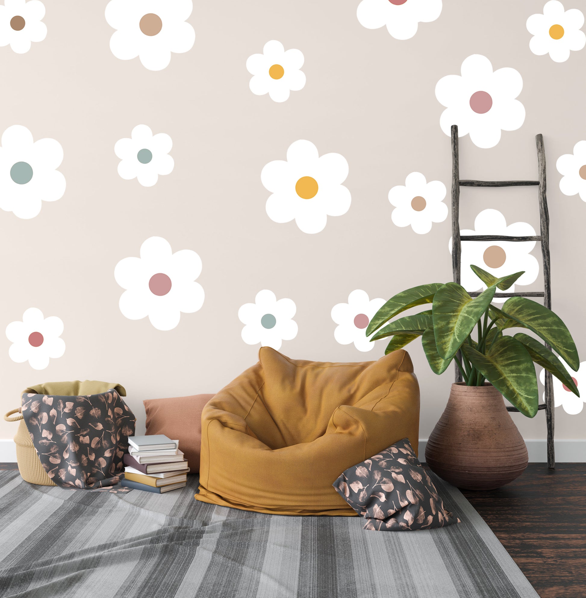 Large Daisies Wall Sticker Nursery Wall Sticker Flower Wall Sticker Daisy Wall Decal Floral Wall Sticker Girl Bedroom Decor Nursery Wall Art