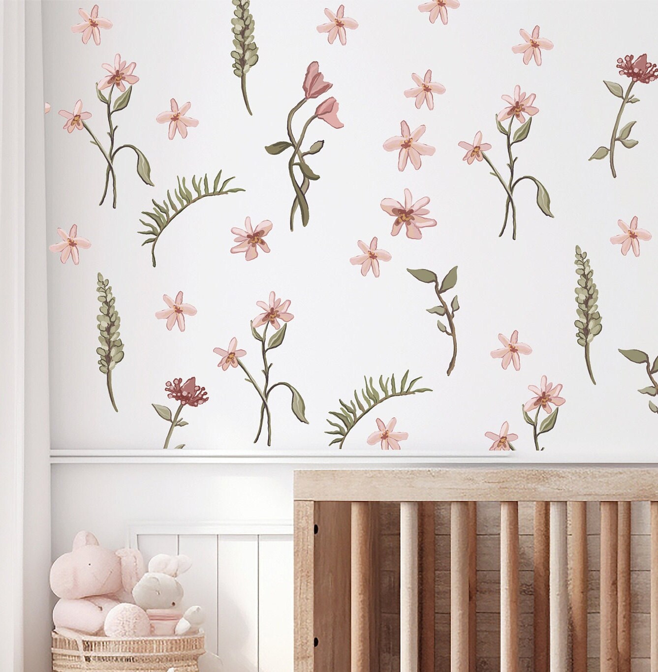 Large Wildflower Wall Decal Floral Nursery Decor Large Boho Flower Wall Art