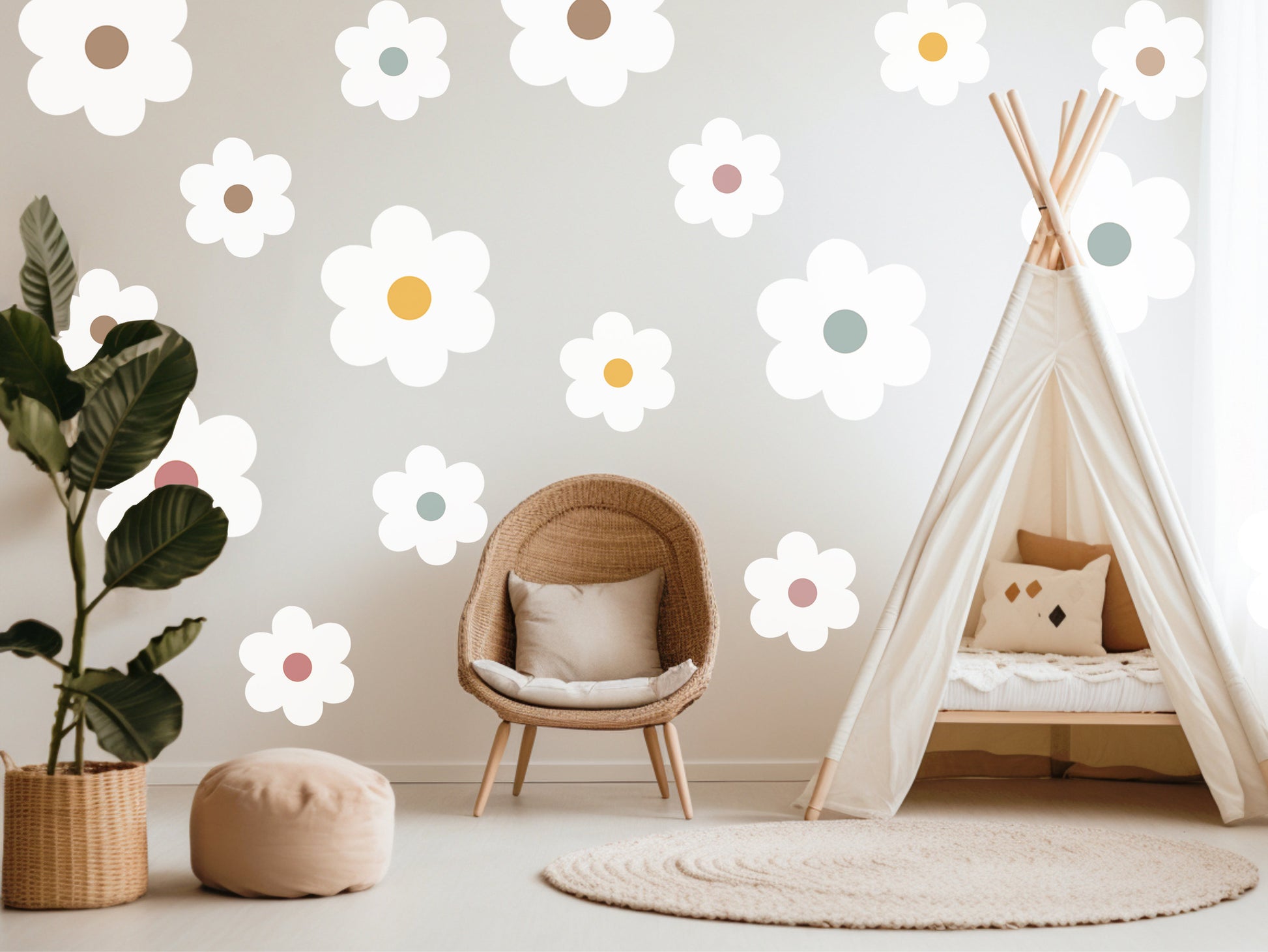 Large Daisies Wall Sticker Nursery Wall Sticker Flower Wall Sticker Daisy Wall Decal Floral Wall Sticker Girl Bedroom Decor Nursery Wall Art