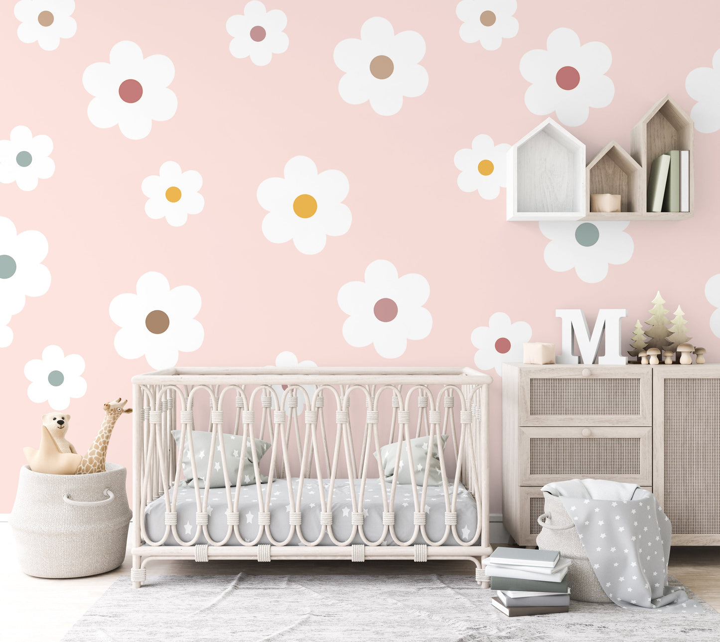 Large Daisies Wall Sticker Nursery Wall Sticker Flower Wall Sticker Daisy Wall Decal Floral Wall Sticker Girl Bedroom Decor Nursery Wall Art